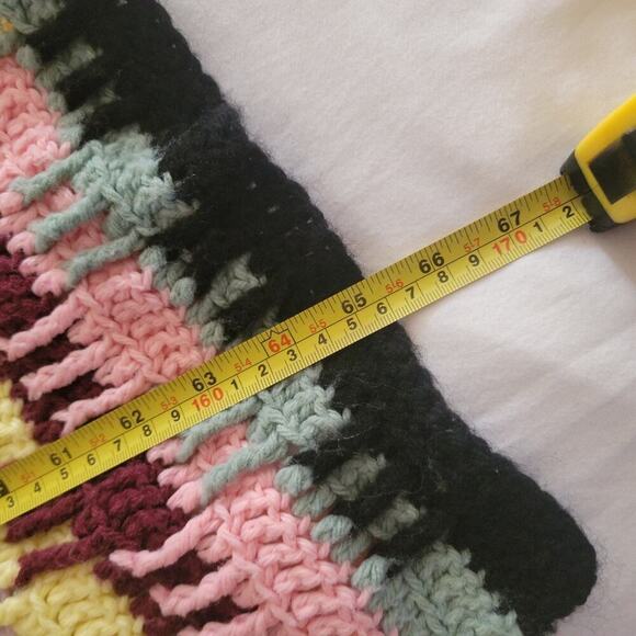 Vintage Hand Made Crochet Striped Lap Blanket Handmade - Picture 7 of 8